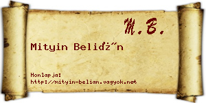 Mityin Belián névjegykártya